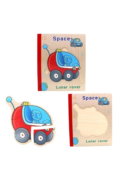 OEM Книга 6 Дървени пъзели Discover Space, английски, 30 части, 3+ години