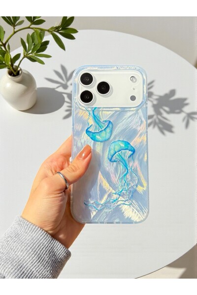 KVK PRİVACY iPhone 17 Pro Uyumlu Deniz Anası Desenli Tüylü Hologramlı Silikon...