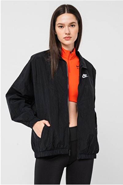 Nike W Essential Windrunner Woven Siyah Kadın Ceket Yağmurluk