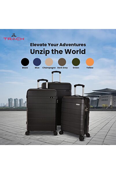 Track 3-Piece ABS Hardshell Luggage Set 20/24/28 inch, Light Gold, TSA Lock, 4 Double Spinner Wheels