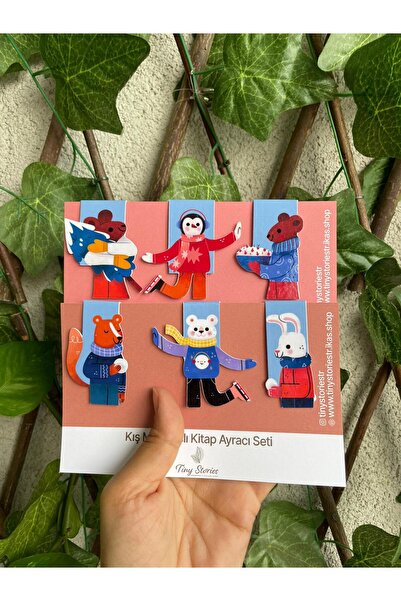 tinystoriestr Mıknatıslı Kitap Ayracı - Kış Temalı 6 Adet