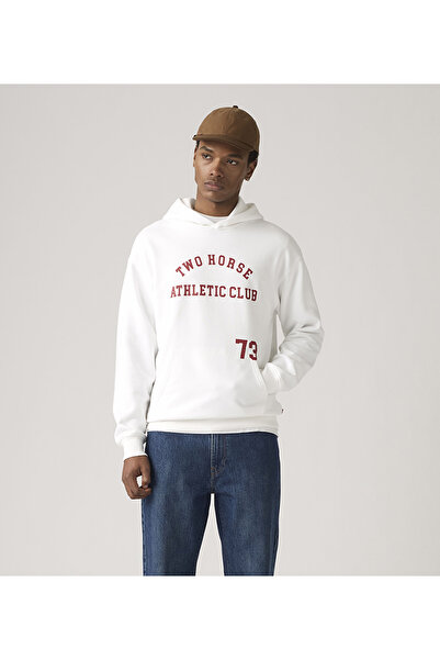 Levi's Men's White Two Horse Cropped Hoodie Aw25
