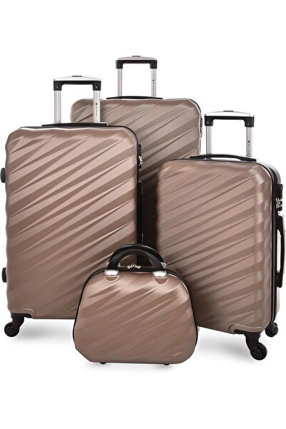 New Travel ABS 4-Piece Hard Shell Spinner Luggage Set 14/20/24/28 Inch - Light Gold (0148/4P)