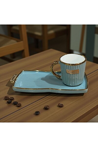Trendylife Good Quality Porcelain Gilded Coffee Cup Set with Saucer for 6 Persons