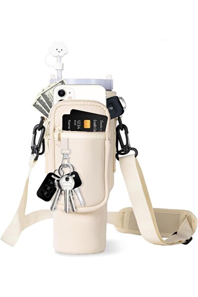 COOYA Water Bottle Carrier Bag with Phone Pocket for Stanley 40/30 oz Tumbler Neoprene Water Bottle