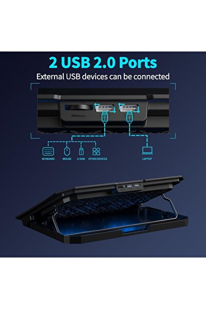 Generic Kequsprk Laptop Cooling Pad with 2 Fans, Adjustable Height & Phone Holder (10-15 inch)