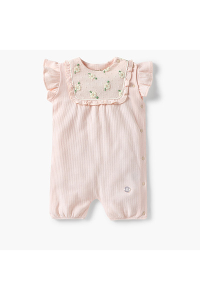 giggles رومبير مطرز بالزهور مع تفاصيل الكشكشة وإغلاق بأزرار كبس