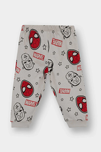 DeFacto F4579A5Gr470 Gray Baby Boy Marvel Comics Pajama Set Combed Cotton Long Sleeve Top Long Bottom