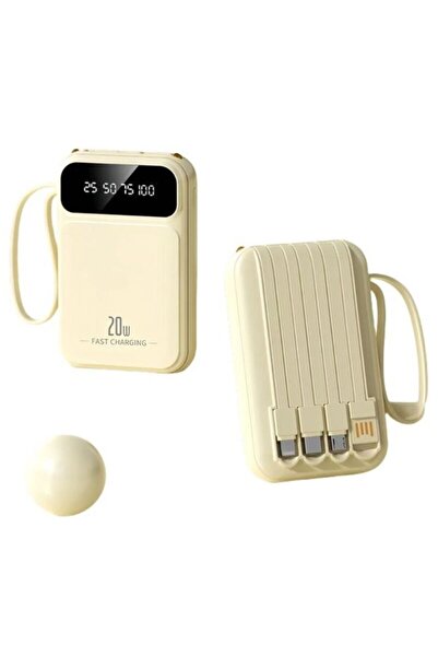 OEM External battery 10000mAh, fast charging 20W, Fast Charge, with flashlight and LED display, cream