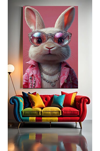 özkacar HAVALI TAVŞAN :) Ev Duvar Salon Güzellik Salonu Ofis Dükkan Dekarasyon Kanvas Tablo