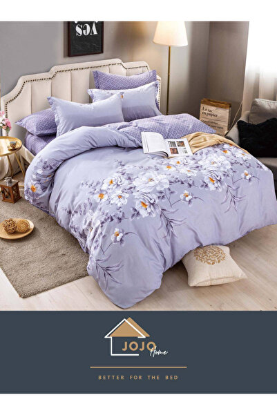 JOJO HOME Bed linen set, fine cotton, 6 pieces, 230x240cm, Lilac with flowers