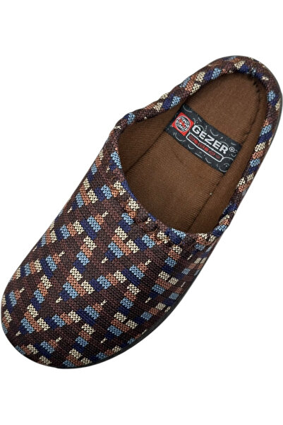 GEZER Γυναικείες παντόφλες, καφέ με γεωμετρικό σχέδιο, άνετες και ζεστές, μέγεθος 37, 23,5 cm