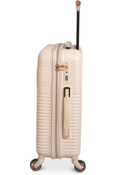 Track 2-Piece Spinner Luggage Set (14" & 20") - Hard ABS, 360° Wheels - White Rice