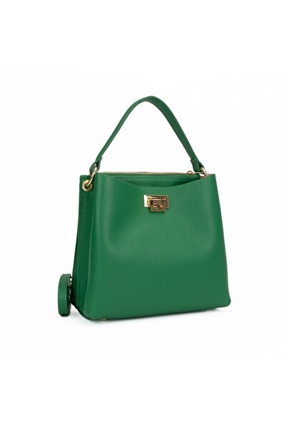 Posete Fagaras Stephanie Mini Leather Purse - Green, 3 Compartments, 2 Interi...
