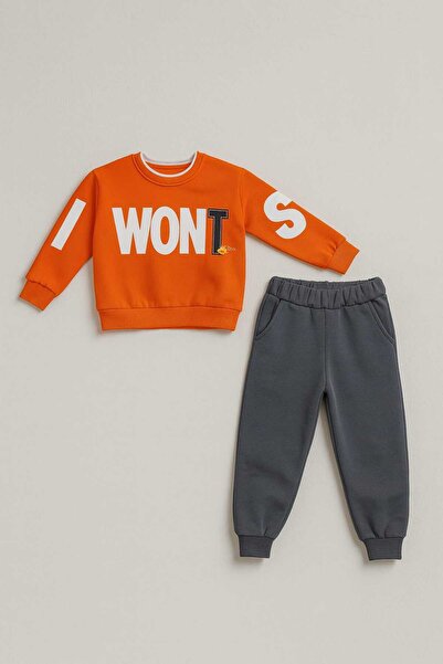 gigigiyim Yazı Printed Three-String Boy's Suit