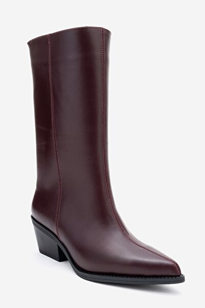 LuviShoes Juana Burgundy Skin Genuine Leather Pointed Toe Women's Boots