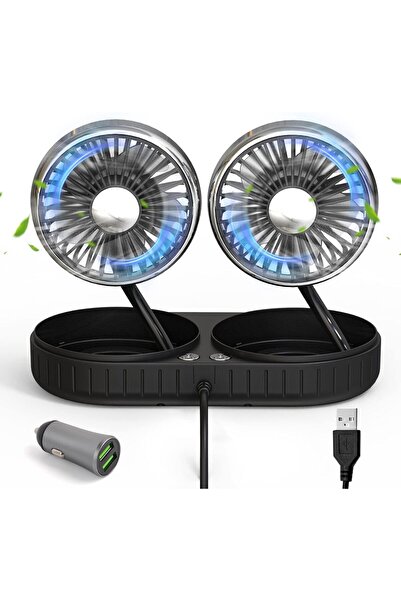 KASTWAVE مروحة تبريد سيارة عالمية تدور 360 درجة، مزودة برأسين، و3 سرعات، ومنف...
