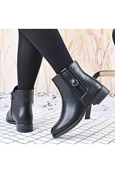 Tmall Ghete de damă, din piele cu interior din blană, TM1GD1085, Negru