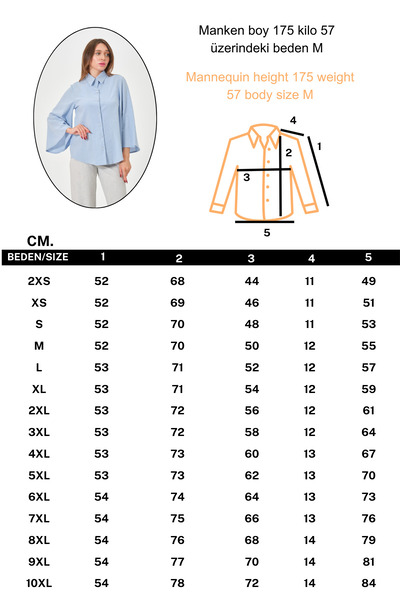 RELAXL 2XS-10XL bumbac 100% Casual croială Cămașă pentru femei Ice Blue