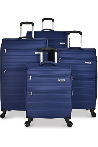Track 4-Wheel 4-Piece Soft Fabric Trolley Luggage Set (Navy)