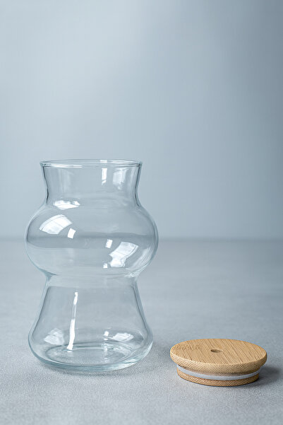 Kitchen Way Borosilicate Glass Cup with Bamboo Lid Kw-1066