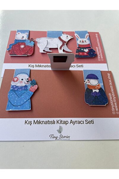 tinystoriestr Mıknatıslı Kitap Ayracı - Kış Temalı, Sevimli Hayvanlı 6 Adet -...
