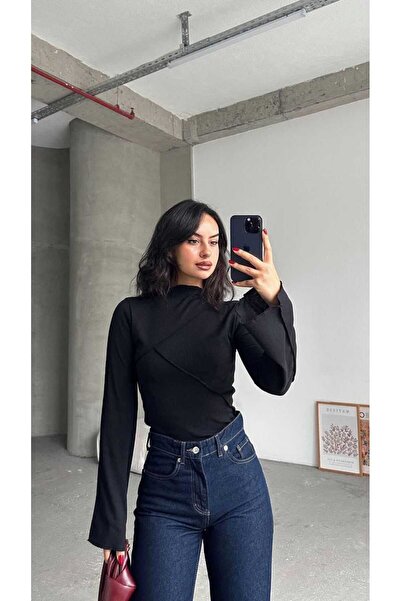 İNSUEL بلوزة إسبانية بتفاصيل خياطة متقنة حياكة مضلعة MAS