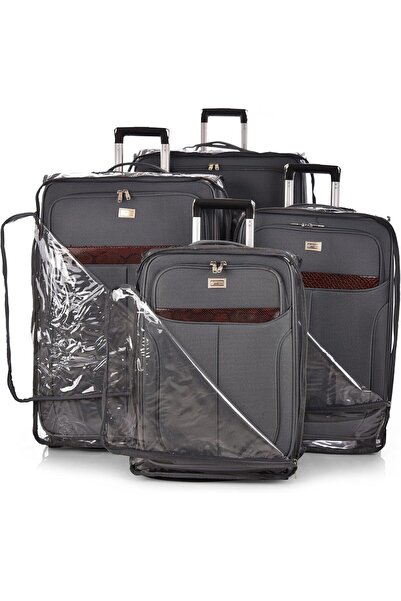 New Travel مجموعة حقائب سفر من القماش الناعم مكونة من 4 قطع (بعجلتين) مع أغطي...