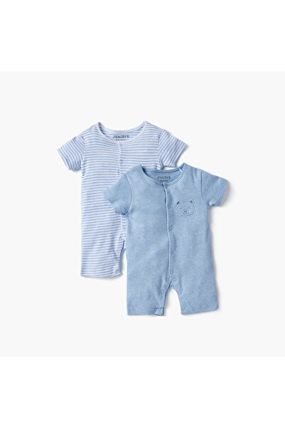 Juniors رومبر متنوع بأكمام قصيرة وأزرار للإغلاق - مجموعة من قطعتين