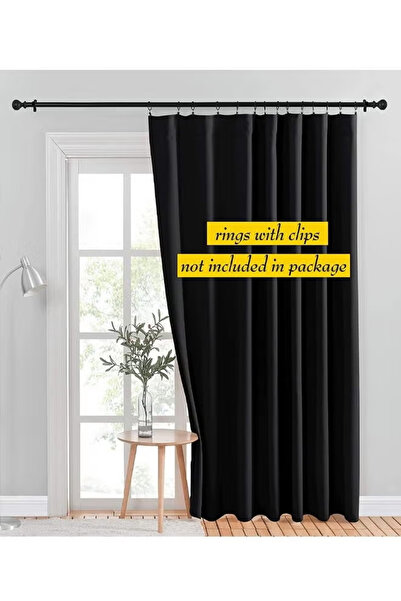 X SPRING Blackout And Heat Insulation Wide Curtains Black 200*240CM Suitable For Bedroom Dining Room Office