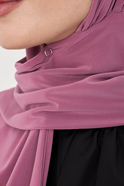 HÜRREM BONE Dusty Rose Practical Ready-To-Wear Hijab Bonnet Sandy Neck Collar with Snap Fasteners 2505_18