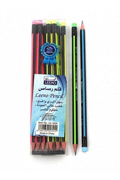 LEENO مجموعة أقلام رصاص مع ممحاة مكونة من 12 قطعة متعددة الألوان