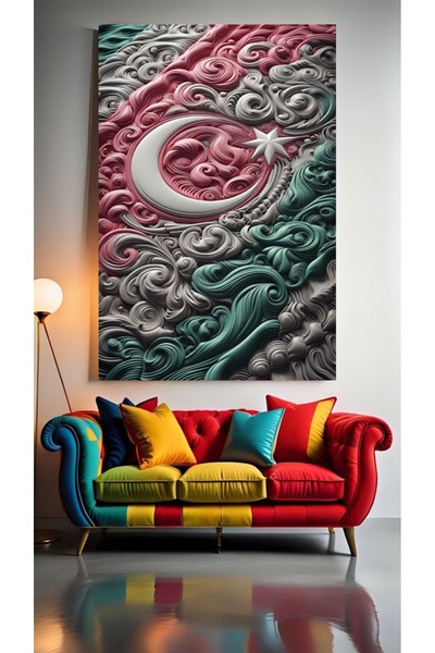 özkacar Drapelul turcesc glorieuz 1 Tablou pe pânză pentru decorarea casei, p...