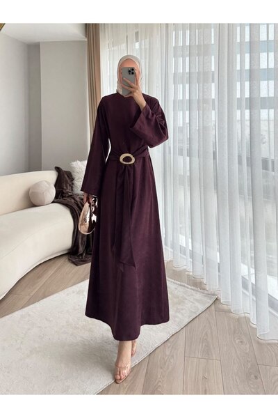 MVK GİYİM فستان من جلد الغزال مع مشبك