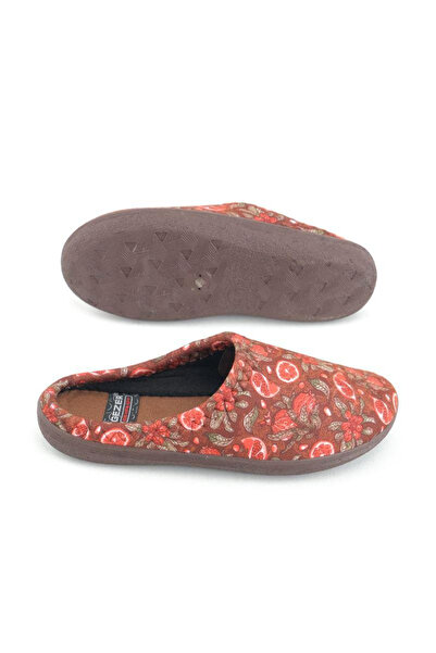 GEZER Γυναικείες παντόφλες, καφέ με με τύπωμα , μέγεθος 38, 24,5 cm, άνετες και ζεστές