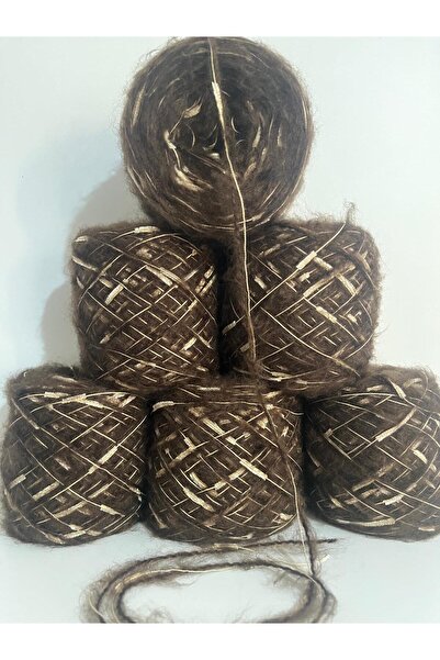 İPEK YÜN İPLİK DÜNYASI خيط تريكو أنجورا مكون من طبقتين (بني غامق) شريط فراشة ...