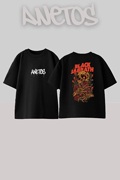 Anetos Μπλουζάκι Black Sabbath 9 Με Σχέδιο Πίσω Εκτύπωση Μαύρο Oversize από Β...
