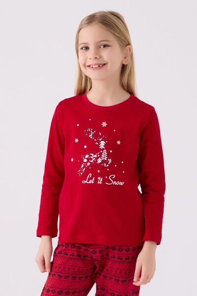 Arnetta Aile Let It Snow Girl's Red Long Sleeve Pajama Set