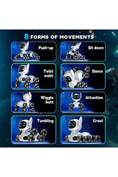 4DRC Robot Dog Toy, Remote Control Stunt Robot for Kids Ages 8-12