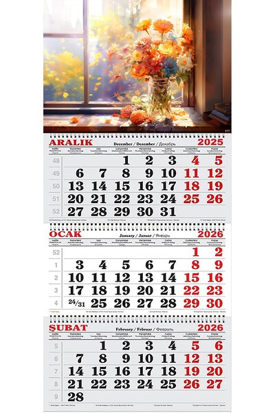 GENC DIJITAL BASKI 2026 Yılı Gemici Takvimi- Vazoda Rengarenk Çiçekler