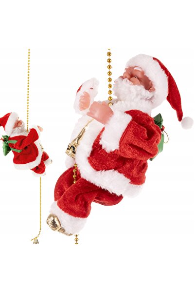 zola Διαδραστική διακόσμηση για τις γιορτές, μουσικός Άγιος Βασίλης που ανεβοκατεβαίνει στο σχοινί, μέγεθος Άγιου Βασίλη