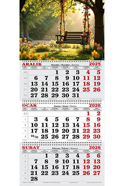 GENC DIJITAL BASKI 2026 Yılı Gemici Takvimi- Çiçekler İçinde Salıncak