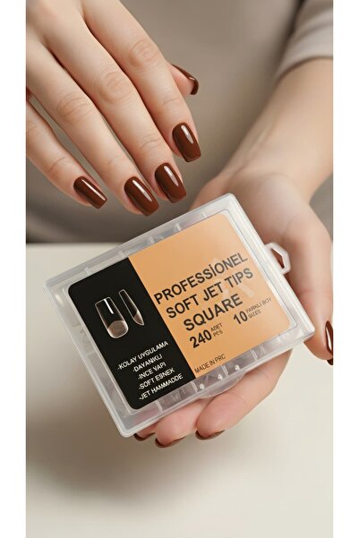 ipeksu co SOFT JEL TİPS SQUARE 240ADET HAZIR TÖRPÜLENMİŞ KARE