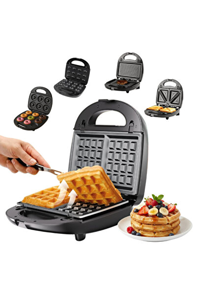 Köken Grătar electric Koken 5 în 1, 800W, antiaderent, indicator luminos, farfurii pentru carne/sandvișuri/dulciuri