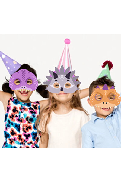 Hiras Dizayn 6 Pieces Dinosaur Concept Paper Party Mask Dinosaur Children's Birthday Ornament