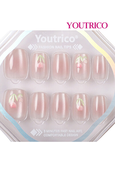 Youtrico أظافر صناعية جميلة للفتيات، أظافر يومية جميلة، أظافر مربعة قصيرة، أظ...