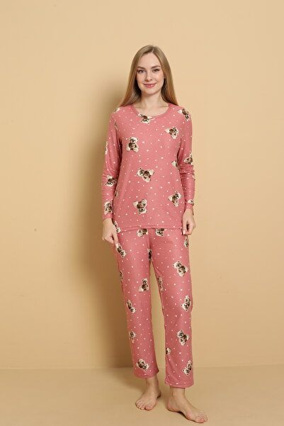 STELLAPİNK Σετ πιτζάμες με μακριά μανίκια με σχέδιο από σουέτ αρκουδάκι και κ...