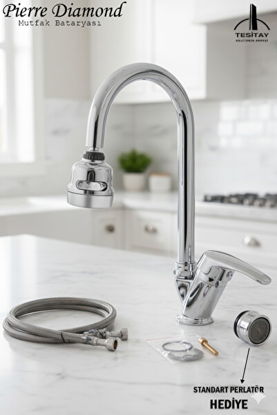 tesitay Baymera Stainless Mix Swan Kitchen Sink Faucet Fountain Mixer