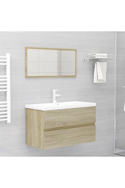 vidaxl مجموعة أثاث الحمام من خشب البلوط سونوما الهندسي