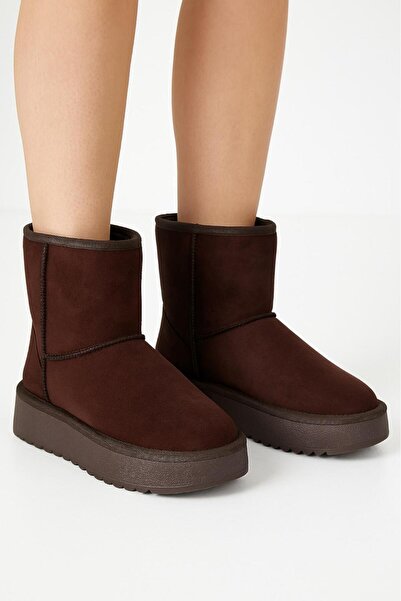 Melissa Boutique Kadın Acı Kahve İçi Kürklü Kalın Taban Midi Boy Kar Botu